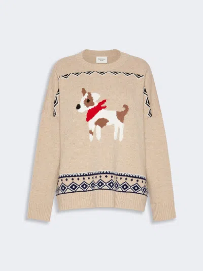 Max Mara Loose Jumper In Wool Jacquard In Sand