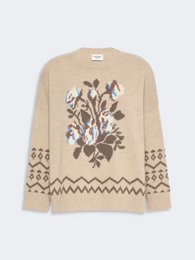 Max Mara Loose Jumper In Wool Jacquard In Sand