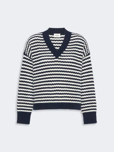 Max Mara Loose Jumper In Wool Yarn In Navy