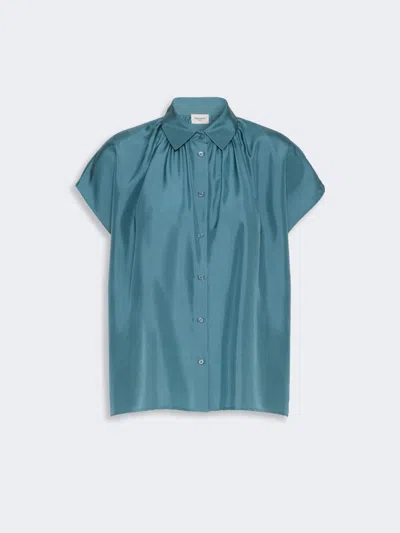 Max Mara Loose Shirt In Habotai Silk In Blue