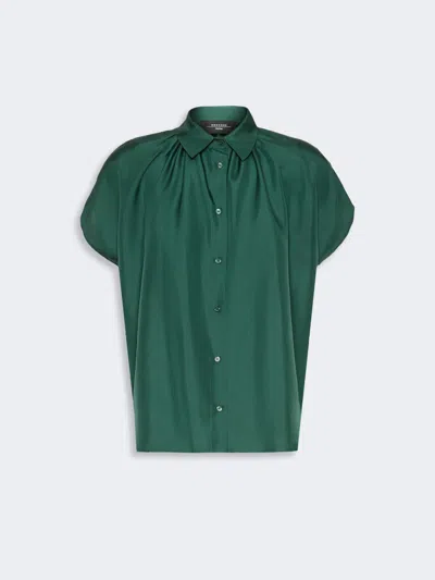 Max Mara Loose Shirt In Habotai Silk In Green
