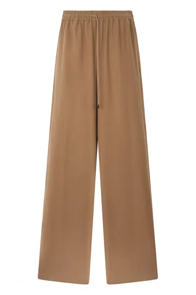 Max Mara Loose Silk Trousers In Brown