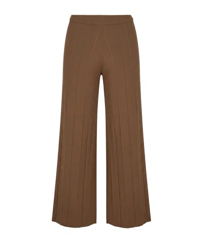 Max Mara Loosefit Knit Trousers In Light Brown
