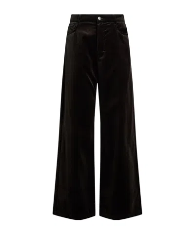Max Mara Loose-fit Velvet Trousers In Black