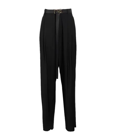 Max Mara Loose-fit Wool Trousers In Black