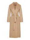 Max Mara Belted Shawl-collar Coat In Nude