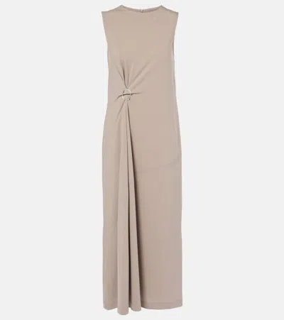 Max Mara Losanna Knotted Midi Dress In Grey