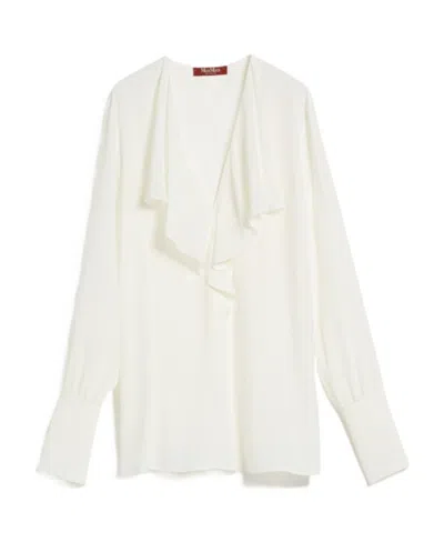 Max Mara Lotus Leaf-edged Shirt In White