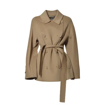 Max Mara Louis Double-breasted Coat In Brown