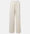 Max Mara Louvre Cotton And Linen Wide-leg Pants In Purple