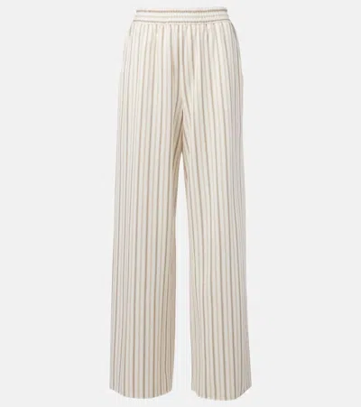 Max Mara Louvre Cotton And Linen Wide-leg Pants In White