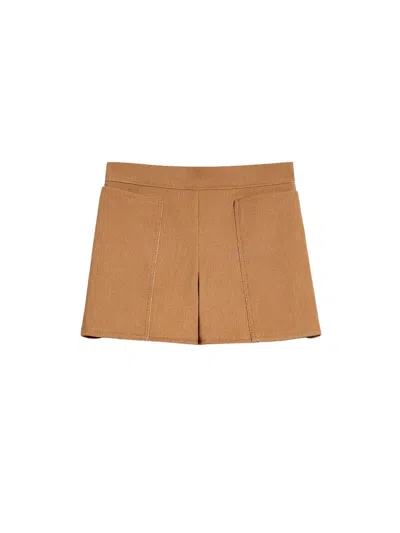 Max Mara Low Rise Brown Cotton Shorts For Women In Ss24