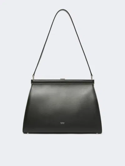 Max Mara Low-sheen Leather Handbag In Black