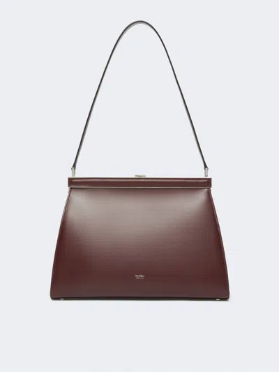 Max Mara Low-sheen Leather Handbag In Burgundy