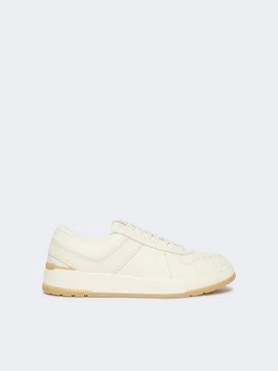 Max Mara Low-top Trainers In Tumbled Leather In White