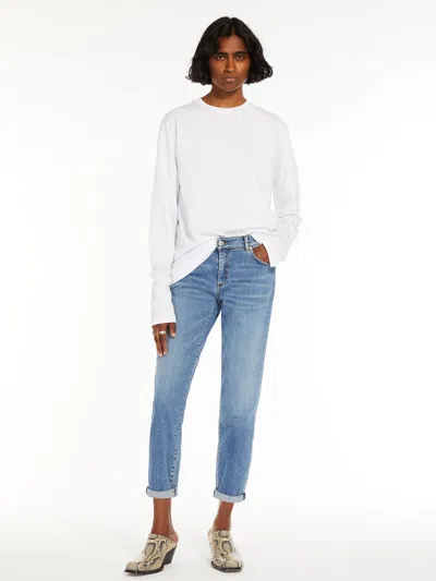 Max Mara Low-waisted Cigarette Denim Jeans In Blue
