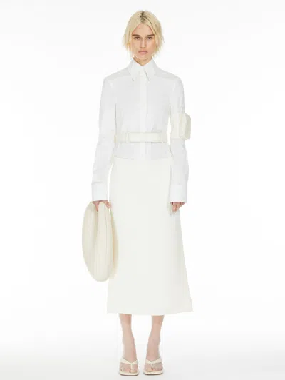 Max Mara Low-waisted Midi Skirt In White