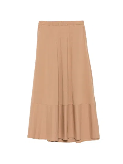 Max Mara Lribes Elasticated-waist Panelled Midi Skirt In Neutral