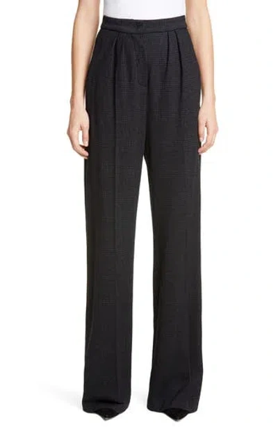 Max Mara Luana Plaid High Waist Wide Leg Pants In Black