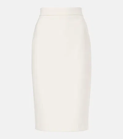 Max Mara Eden Double Cotton Canvas Midi Skirt In Vanilla