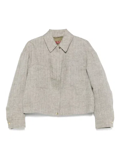Max Mara Lucas Linen Jacket In Gray