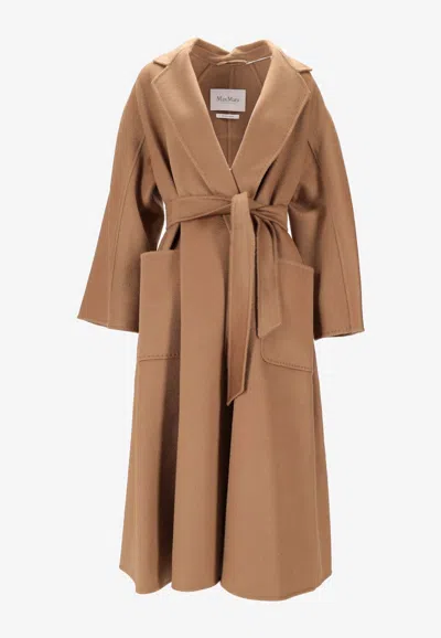 Max Mara Ludmilla Belted Wool Coat In Beige