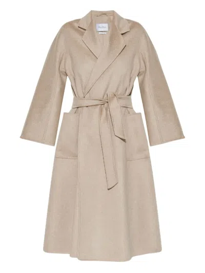 Max Mara Ludmilla Belted Wrap Coat In Nude