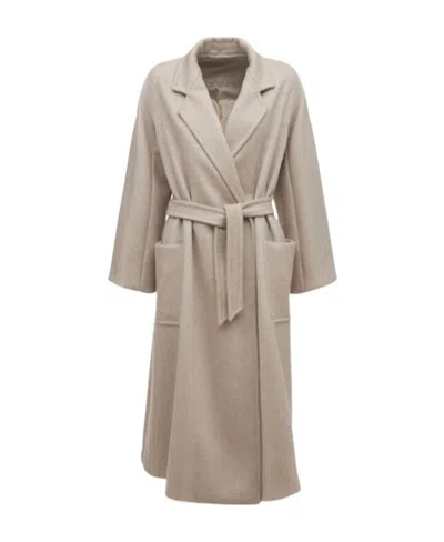 Max Mara Ludmilla Cashmere Belt Medium And Long Coat In Brown