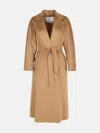 Max Mara Cashmere Long-sleeved Lapel Coat In Brown