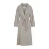 Max Mara Ludmilla Cashmere Coat With Notched Collar And Tonal Belt In Gray