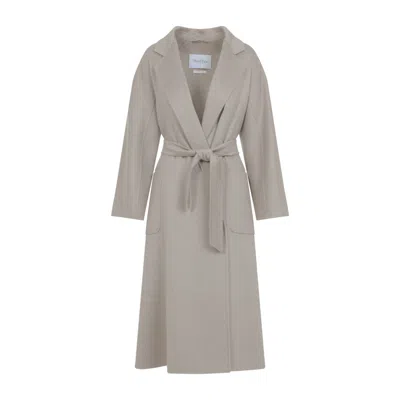 Max Mara Ludmilla Cashmere Coat With Notched Collar And Tonal Belt In Gray