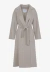 Max Mara Ludmilla Cashmere Coat With Notched Collar And Tonal Belt In Gray