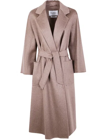 Max Mara "ludmilla" Classic Cashmere Belted Coat In Brown