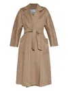 Max Mara Textured Fabric Coat Belted Waist In Brown