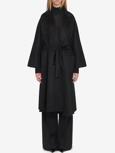 Max Mara Ludmilla Notched-lapel Belted Coat In Black