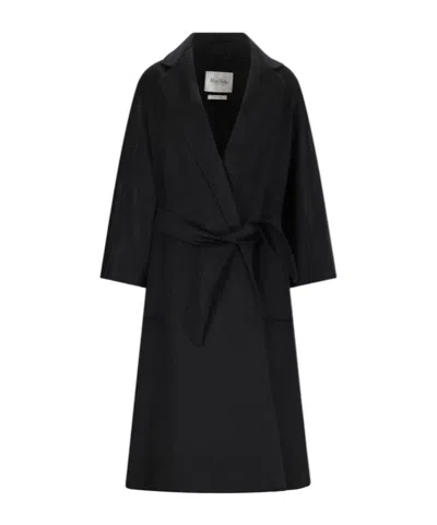 Max Mara Tie-waist Coat In Black