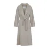 Max Mara Ludmilla Cashmere Coat With Notched Collar And Tonal Belt In Gray