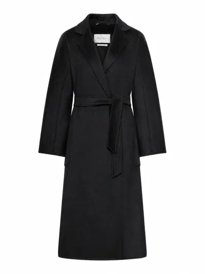 Max Mara Ludmilla Wool Coat With Waist Belt In Black