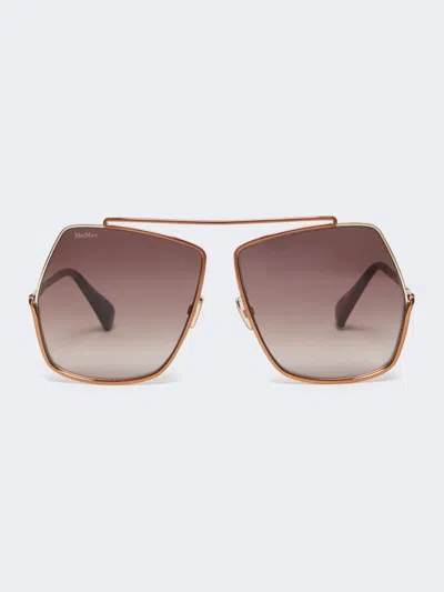 Max Mara Lunettes De Soleil Carrées Surdimensionnées In Gold