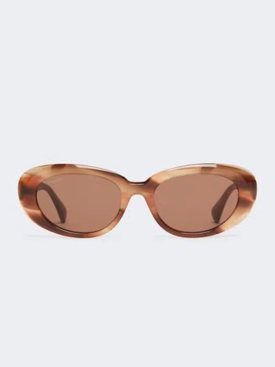 Max Mara Lunettes De Soleil Ovales In Brown