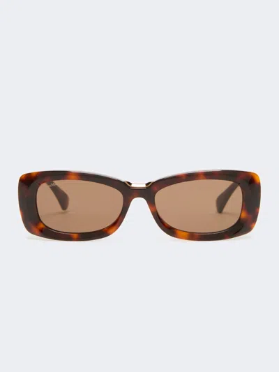 Max Mara Lunettes De Soleil Rectangulaires In Brown