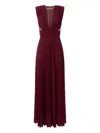 Elisabetta Franchi Burgundy Evening Dress With Deep V-neckbodice