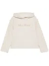 Max Mara Logo Cotton Hoodie With Classic Hood And Ribbed Finish In Neutrals