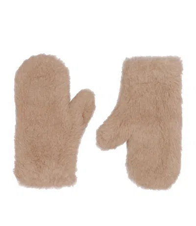 Max Mara Luxurious Cashmere And Alpaca Mittens In Brown
