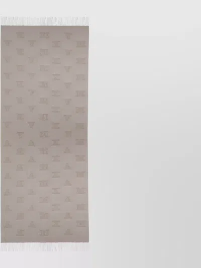 Max Mara Luxurious Cashmere Rectangular Scarf Fringe Detail In Multi