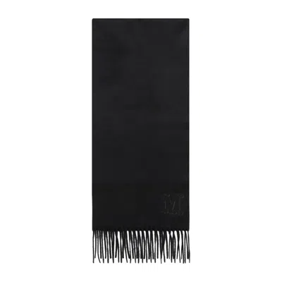 MAX MARA MAX MARA CASHMERE SCARF WITH FRINGED HEM AND LOGO EMBROIDERY