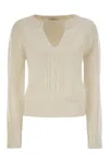 Max Mara Luxurious Knit Sweater In Virgin Wool In White