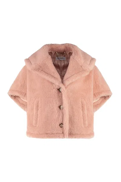 Max Mara Luxurious Pink Wool Blend Cape Jacket For Women