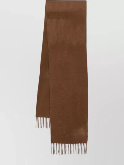 Max Mara Luxurious Scarf With Textured Finish And Frayed Edge In Brown