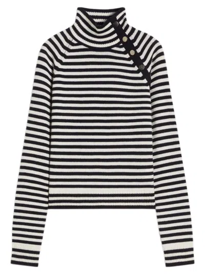 Max Mara Luxury Cashmere Stand-up Collar Sweater With Long Sleeves - Size S In Blue